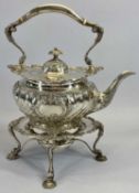 GEORGE V SPIRIT KETTLE ON STAND WITH BURNER - London 1910, Maker Phillip Hanson Abbot, Victorian