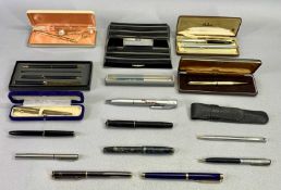VINTAGE & LATER FOUNTAIN PENS, BALLPOINT PENS & ASSOCIATED ITEMS to include two modern Waterman