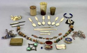 MIXED COLLECTABLES GROUP - to include antique brass slide-open snuff box stamped 'John Thomas, Ty