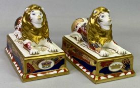 ROYAL WORCESTER NELSON COLLECTION - a pair of Trafalgar lions No 423/750, each 11.5cms H, 15cms W,