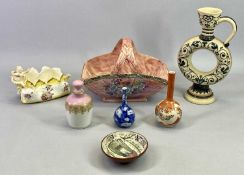 CERAMICS - German stoneware moon flask ewer, signed 'Hank, Germany', 27cms H, a Royal Bradwell