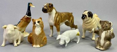 BESWICK - Boxer Dog, brindle gloss, Pug Cutmil Cupie, gloss, Koala Bear, gloss, Mallard Duck 756-