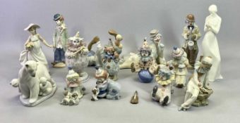 LLADRO, NAO & ROYAL DOULTON - a group of ten Lladro clowns, 23cms H the tallest, Polar Bear and