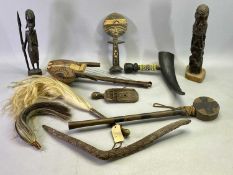 NATIVE/TRIBAL ART SPEAR, double ended with carved and scorched wood handle, 88cms L, carved