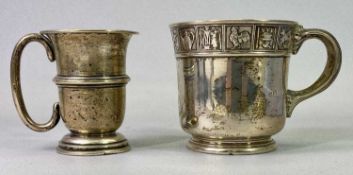 CHILD'S SILVER CHRISTENING TANKARD & A MUG - Birmingham 1924, indistinct maker's mark and 'Gorham