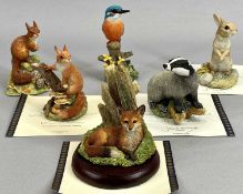 BORDER FINE ARTS SMALL ANIMAL FIGURES (6) - 'Autumn Harvest', B0036, 'Secret Store', B1543, '