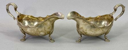 SILVER GRAVY BOATS, A PAIR - Birmingham 1979, Maker Hampton Utilities, shaped upper borders with