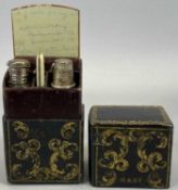 19TH CENTURY RECTANGULAR GILT TOOLED LEATHER NECESSAIRE - lift-off cover stamped 'Mary' and
