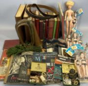 COPPER & BRASS BUGLE with green lanyard, ephemera including vintage autograph book, Second World War