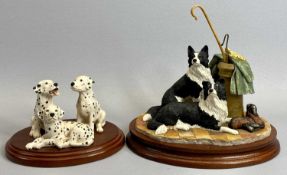 BORDER FINE ARTS FIGURES (2) - 'Three Dalmatians', B0107, on wooden stand, 11cms H and 'A Long Day