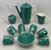 POLISH CHODZIEZ MID 20TH CENTURY 17 PIECE PORCELAIN COFFEE SET - hand painted and sgraffito