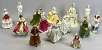 ROYAL DOULTON FIGURES, a collection of 12, a Coalport silhouettes figure and one other