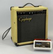 AN EPIPHONE GUITAR AMPLIFIER MODEL EP-800R - Serial No K980801102 and a Korg Micro 6 guitar tuner in