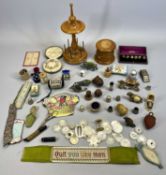 GOOD & INTERESTING SELECTION OF SEWING & NEEDLEWORK ACCESSORIES - including a treen bobbin holder