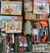 VINTAGE TOYS & GAMES including Meccano, some in wooden box, a Triang Railways accessories, some