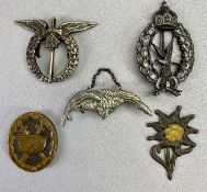 GERMAN & ALLIED FORCES BADGES - a group of five to include a WW1 type imperial Prussian Air
