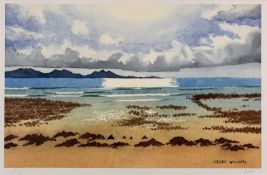 FREDERICK ARTHUR FARRELL antique etching - The Thames and Houses of Parliament with blind Studio