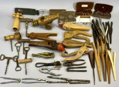 ANTIQUE & VINTAGE COLLECTABLES - 14 x wooden and steel nutcrackers, 12 x pairs of glove