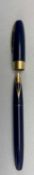 VINTAGE SHEAFFER PFM SNORKEL FILL FOUNTAIN PEN - blue with 14ct gold nib, cap with gold coloured