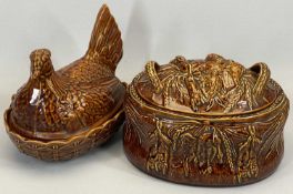A PORTMEIRION NO 1 'OVEN TO TABLE' GAME DISH & COVER - brown treacle glazed and decorated with