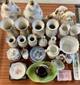 MIXED FLORAL CHINA ORNAMENTS - a large collection to include a pair of Royal Winton vases, 22cms