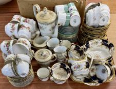 COALPORT TEA SERVICE - cream and blue glazed with gilded highlights and painted with floral