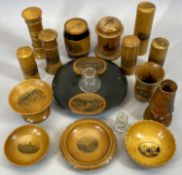 LATE 19TH CENTURY MAUCHLINE WARE - to include inkwell, match holder, ETC - 'Llangollen', 'St Pauls