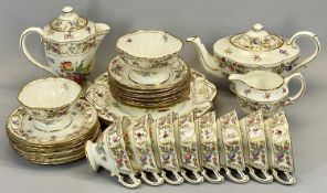 A HAMMERSLEY DRESDEN SPRAYS TEA SERVICE - two serving plates, teapot, hot water jug, milk jug and