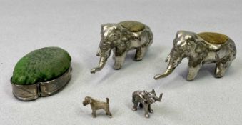 HALLMARKED SILVER & WHITE METAL PIN CUSHIONS & OTHER NOVELTIES - 5 items to include a silver