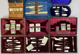 VARIOUS LADY'S NECESSAIRES (6) - 19th Century and later, all fitted with sewing accessories,
