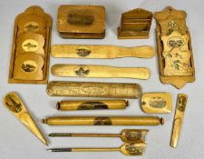 LATE 19TH CENTURY MAUCHLINE WARE - Letter racks, letter openers, dipping pens, rulers - 'Westgate on