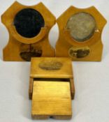 19TH CENTURY MAUCHLINE WARE WATCH HOLDERS (3) - 'Alnwick Castle', 'View of Swansea' and 'The