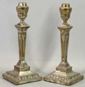 EDWARD VII NEO CLASSICAL DESIGN LOADED SILVER CANDLESTICKS - Birmingham hallmarks quite rubbed, date