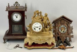 FRENCH NEO-CLASSICAL STYLE GILDED SPELTER FIGURAL MANTEL CLOCK, late 19th Century, a figure of a boy