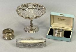 SMALL SILVER - 4 items, all with Birmingham hallmarks to include a pedestal sweetmeat dish, having a