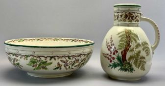 DAVENPORT OAK PATTERN TOILET JUG & BOWL, the jug 31.5cms H, the bowl 39.5cms diameter, German