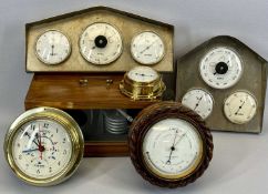 EDWARD LANGFORD BRISTOL EDWARDIAN WALL BAROMETER, the circular oak case with carved rope twist edge,