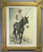 AFTER K. GRETA STONES 1986 limited edition coloured print 67/250 - Lester Piggott and Manton Mark,