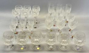 BOHEMIA CZECHOSLOVAKIAN CUT GLASSWARE - 6 x champagne flutes, 6 x brandy glasses, 6 x sherry glasses