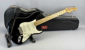 A FENDER STRATOCASTER 96 ELECTRIC GUITAR - 100cms with stand and hard carry case
