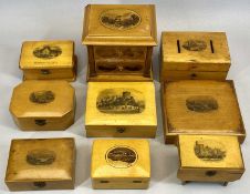 LATE 19TH CENTURY MAUCHLINE WARE BOXES (9) - 'Caernarfon Castle', 'Holyhead Harbour', 'Conwy