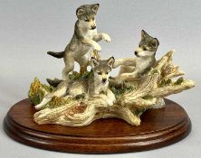 BORDER FINE ARTS FIGURE - 'Sibling Play', STW0258002, on wooden stand, 16cms H, boxed