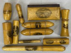 19TH CENTURY MAUCHLINE WARE NEEDLE CASES (11) - 'Southport', 'Buxton', 'Vale of Clwyd', '