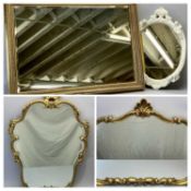 ROCOCO STYLE GILT FRAMED WALL MIRROR, 20th century, 87 x 123cms, a similar mirror, 96 x 83cms, an