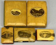LATE 19TH CENTURY MAUCHLINE WARE NOTEBOOKS (5) - 'Criccieth Castle', 'Blackgang Chine', '