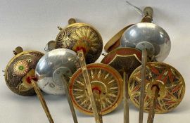 LEON PAUL FRANCE FENCING FOILS (2) - leatherbound handles with epee pommels, padded aluminium foil