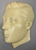 SOHO POTTERY SOLIAN WARE CREAM GLAZED RELIEF WALL PLAQUE - profile of Edward Duke of Windsor to