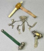 VINTAGE SEWING COLLECTOR'S INTEREST - 4 items to include a continental silver novelty wind-up tape
