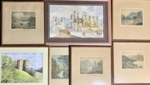 CLAUDE ROWBOTHAM (British 1864 - 1949) set of 5 aquatints - Lake District - Sky Barrow Cragg