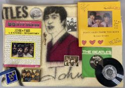 BEATLES MEMORABILIA - Witney wool blend blanket depicting the band members and signatures, 192 x